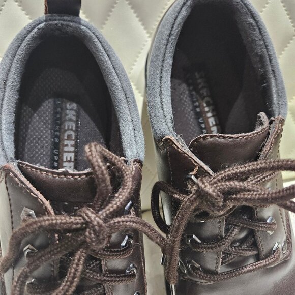 Skechers Mens Brown Leather Lace-Up Shoes With Cushioned Interior & Durable Outs main image 7
